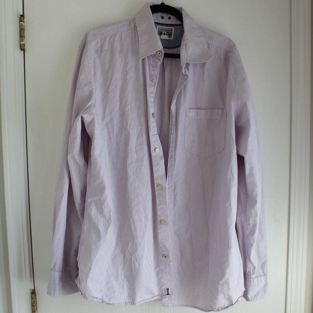 Converse One Star Men Striped Button Down Shirt XL
